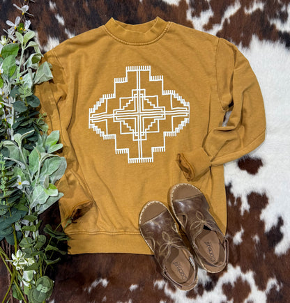Aztec Puff Print Sweatshirt