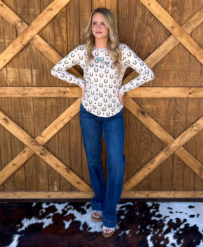 Horseshoe Ribbed Long Sleeve