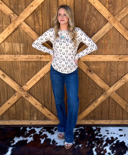 Horseshoe Ribbed Long Sleeve