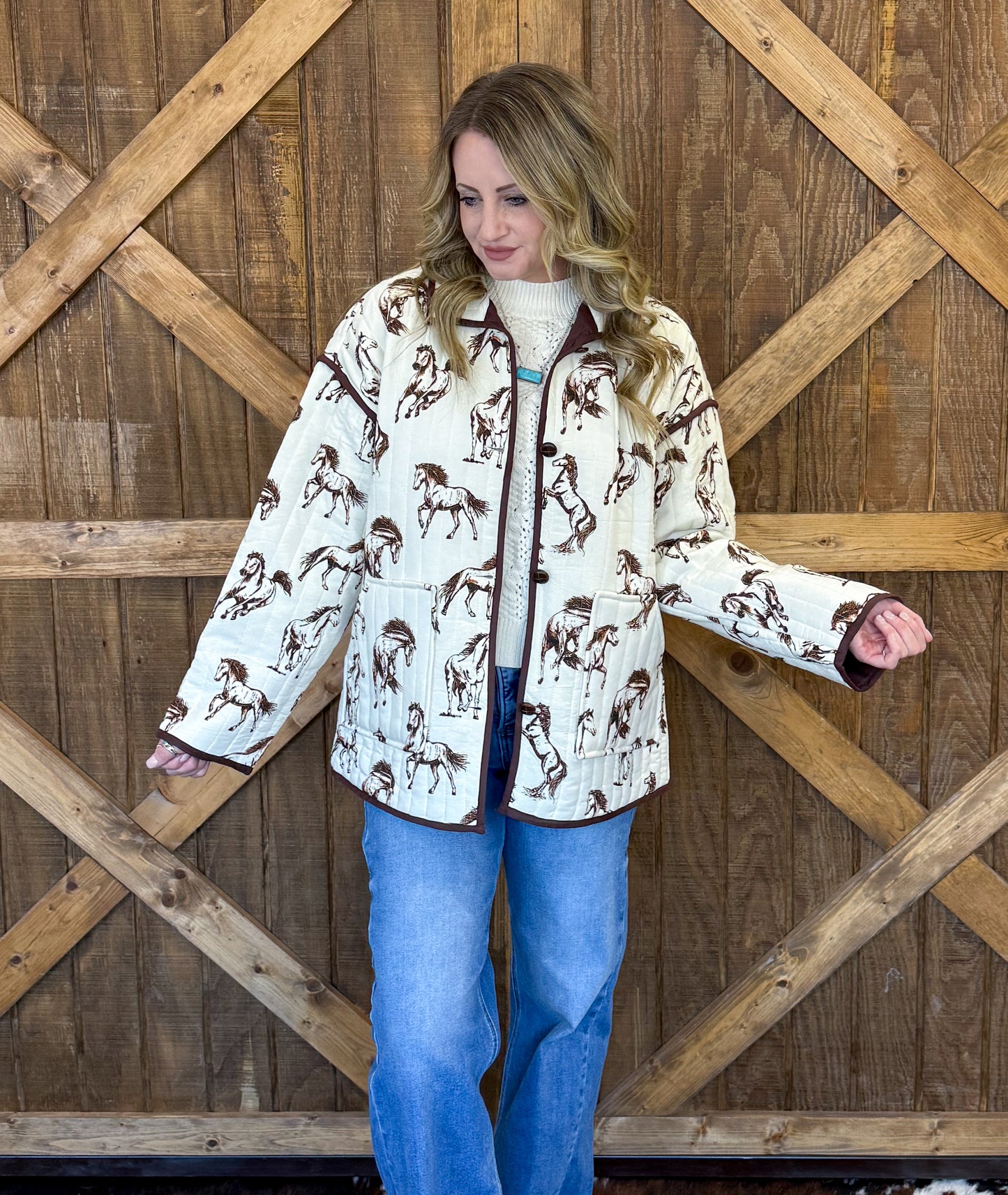 Rustic Horses Quilted Jacket