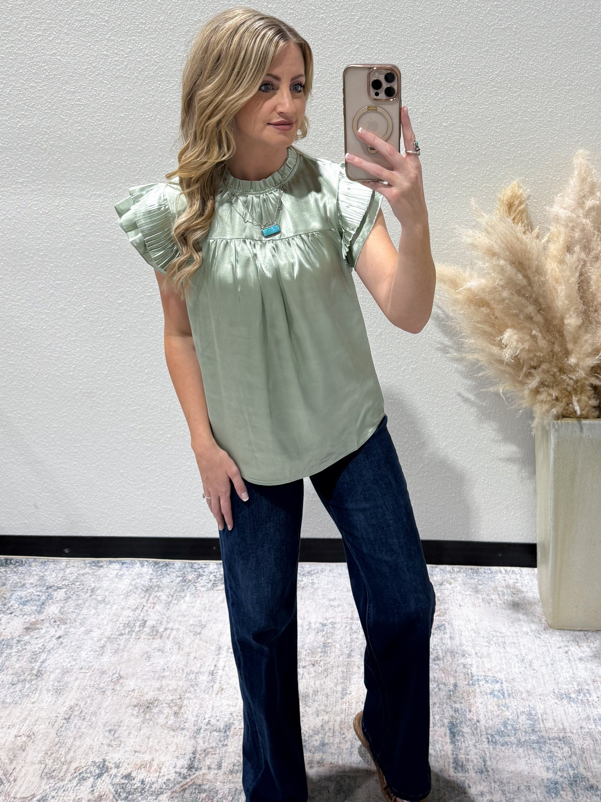 Satin Sage Blouse