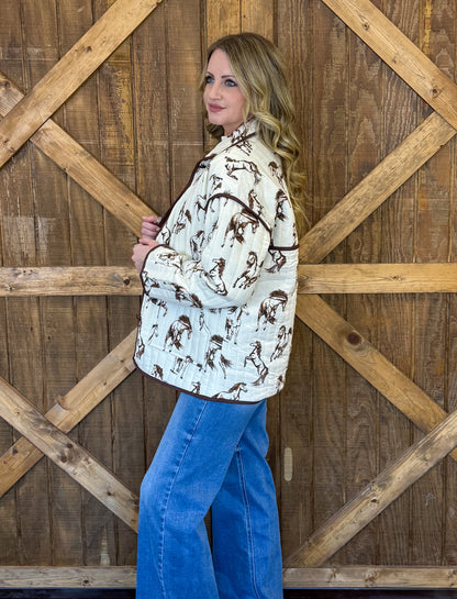 Rustic Horses Quilted Jacket