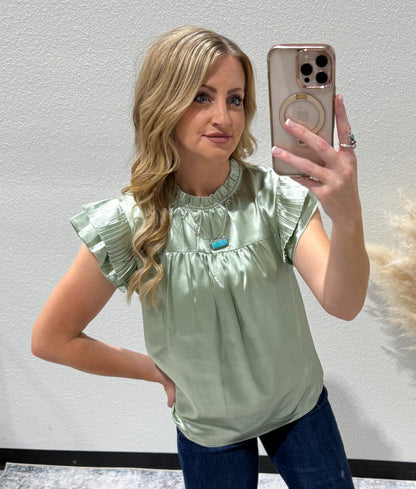 Satin Sage Blouse
