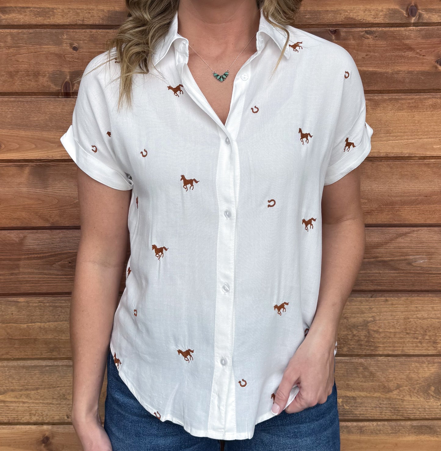 Wild & Lucky Button-Up Top *Brown