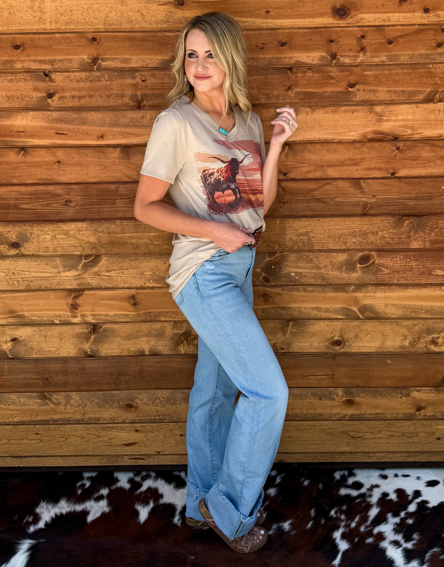 Longhorn Sunset Top