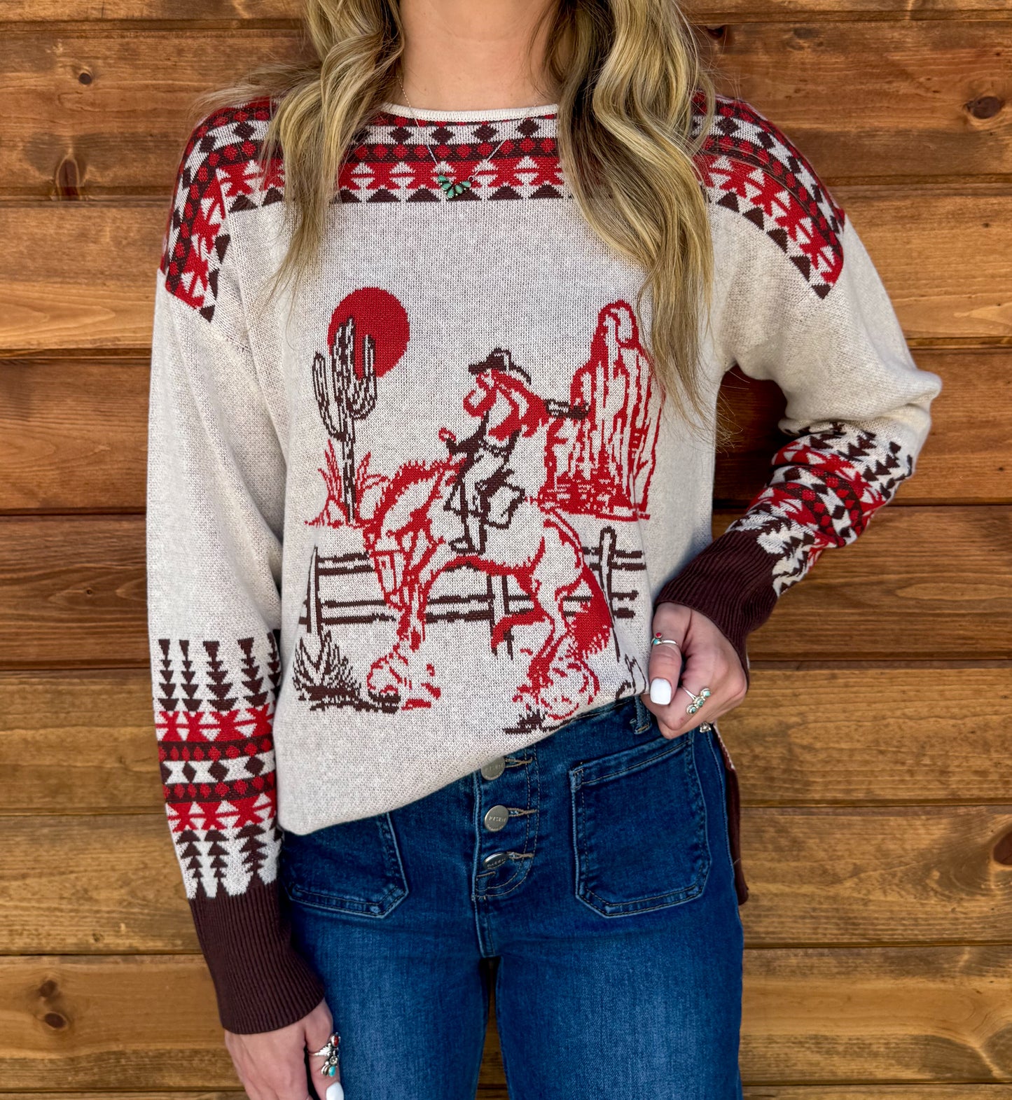 Vintage Cowgirl Sweater *Red