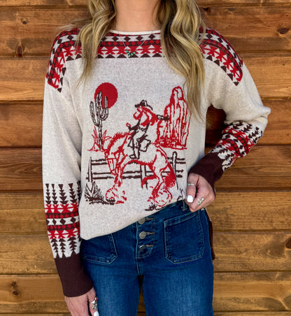 Vintage Cowgirl Sweater *Red