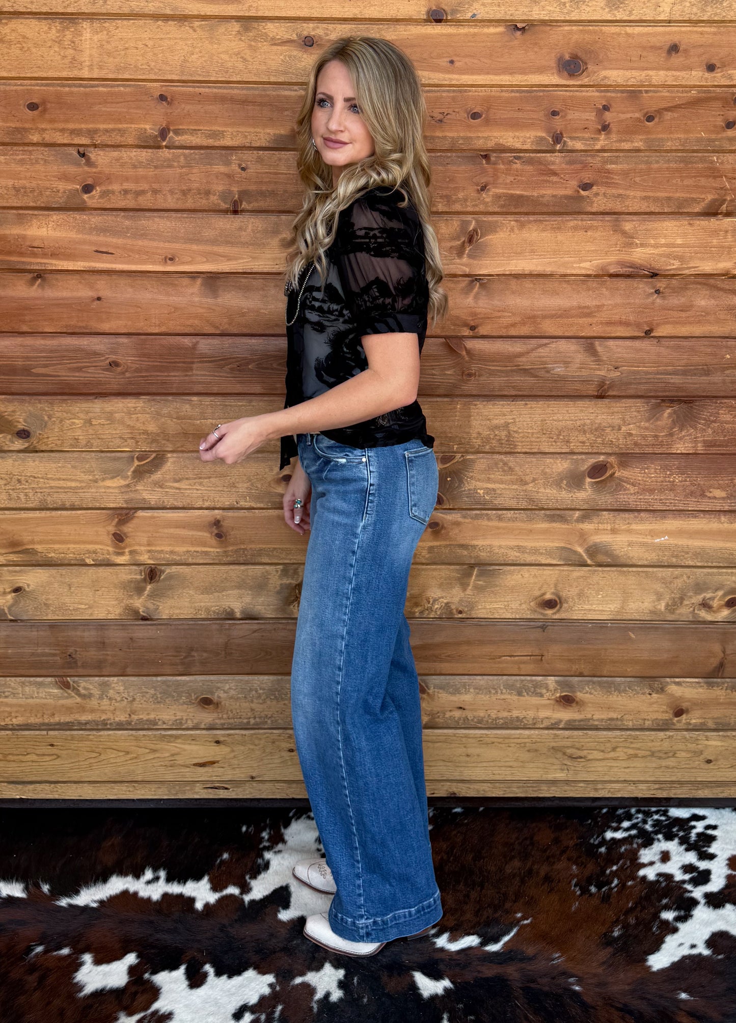 Horses Burnout Mesh Blouse