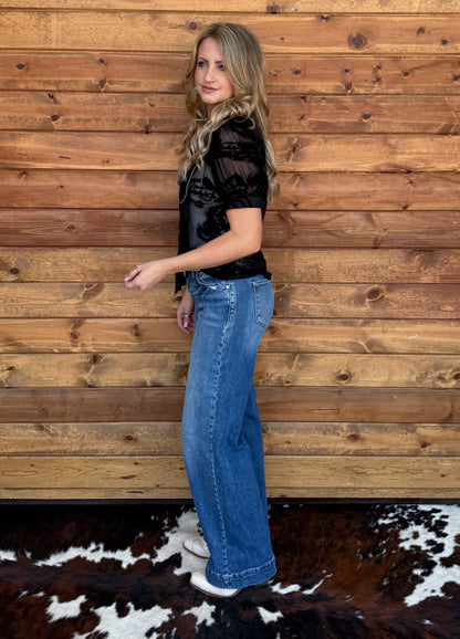 Horses Burnout Mesh Blouse