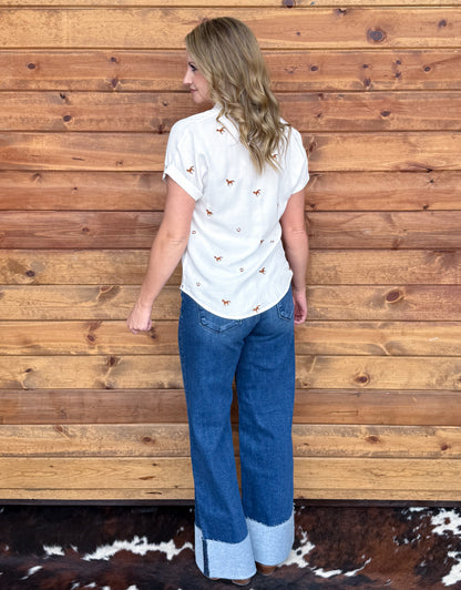 Wild & Lucky Button-Up Top *Brown
