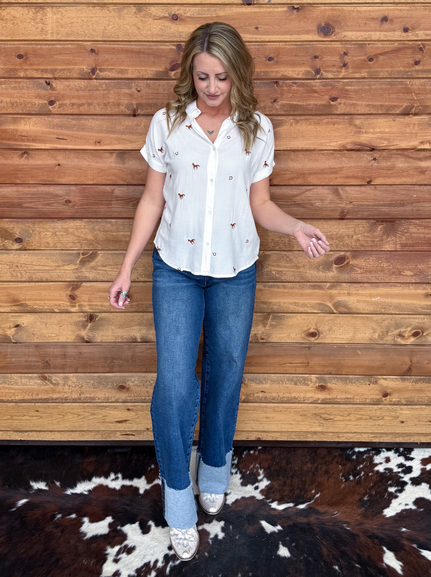 Wild & Lucky Button-Up Top *Brown
