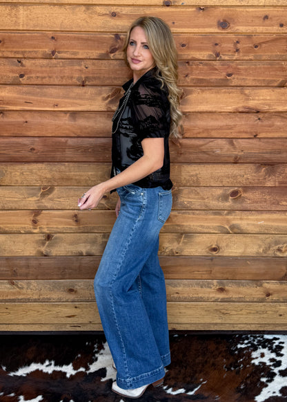 Horses Burnout Mesh Blouse