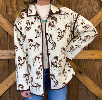 Rustic Horses Quilted Jacket
