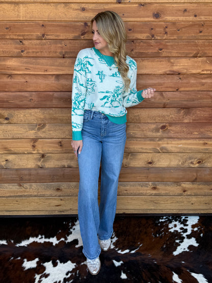 Mint Cowboy Sweater
