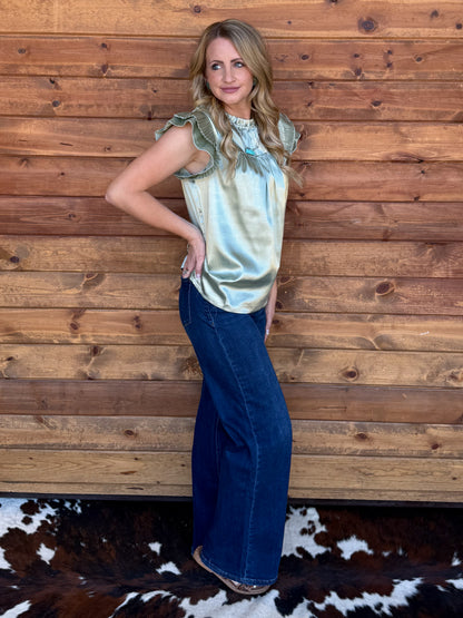 Satin Sage Blouse