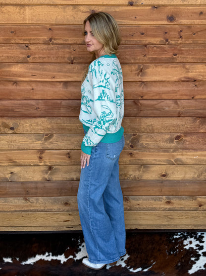 Mint Cowboy Sweater