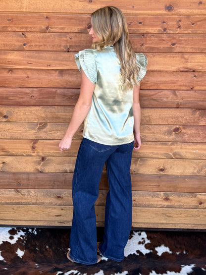 Satin Sage Blouse