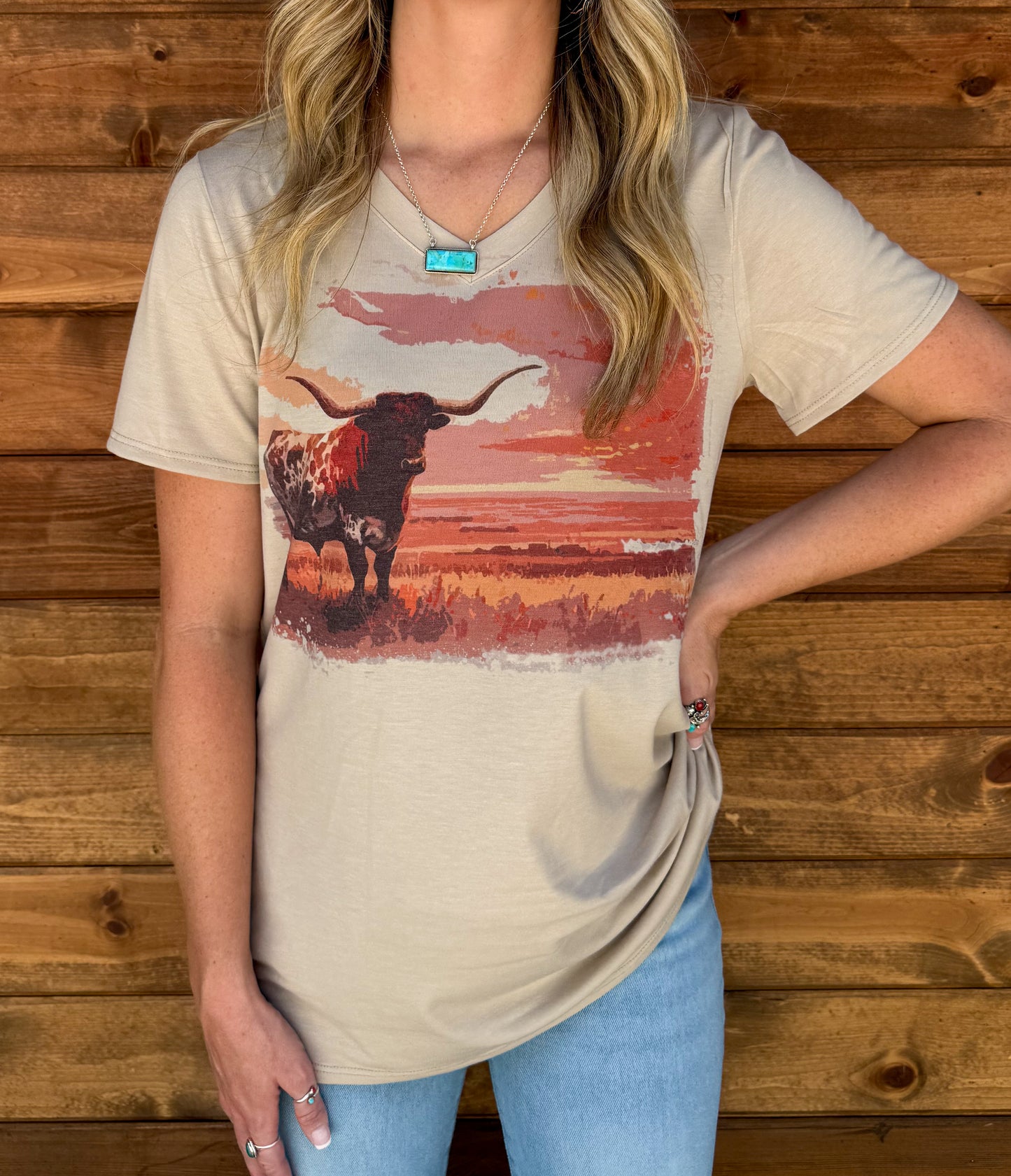 Longhorn Sunset Top