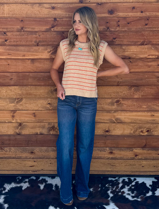 Coral Striped Tank