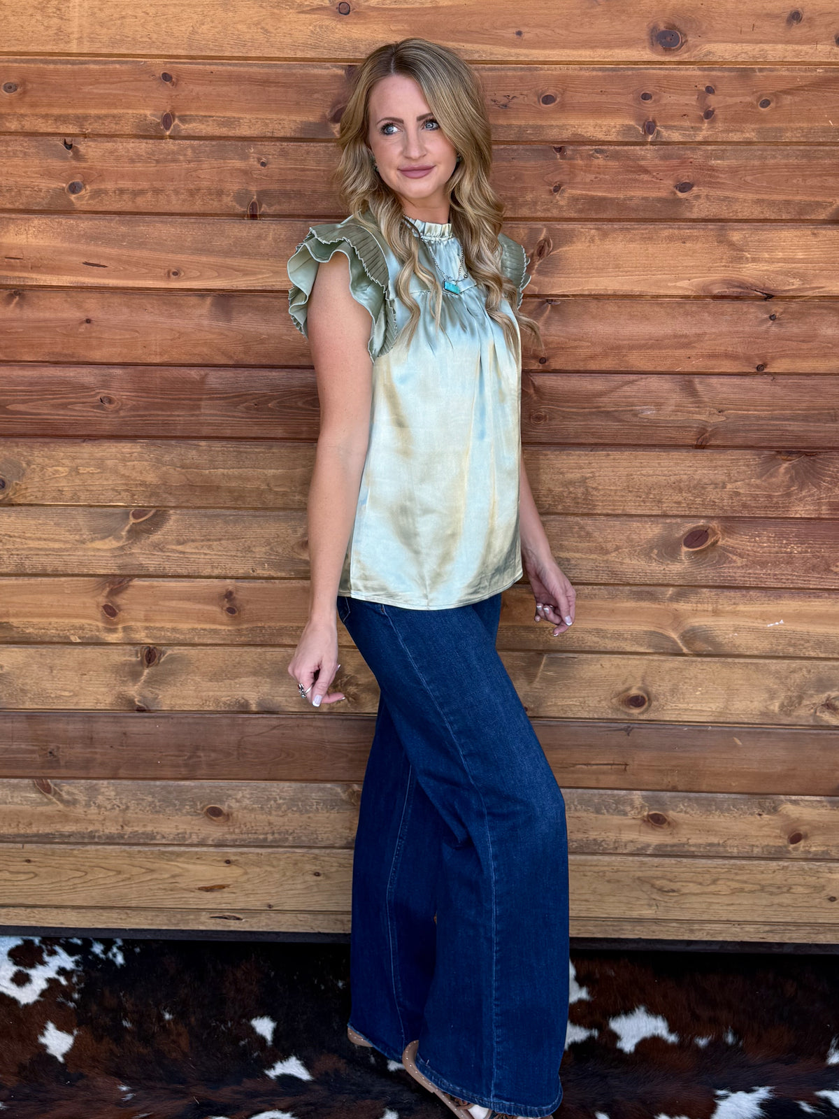 Satin Sage Blouse