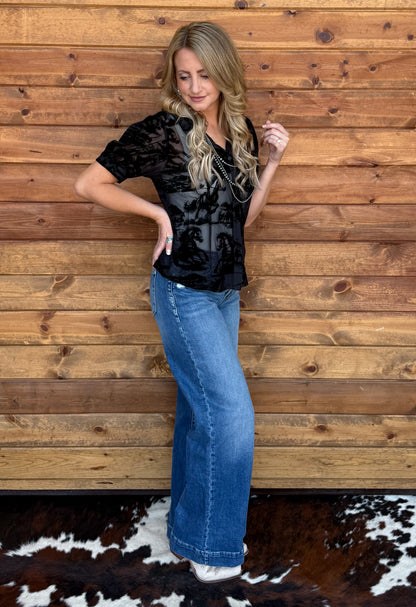 Horses Burnout Mesh Blouse