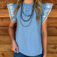 Blue Floral Embroidered Top