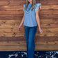 Blue Floral Embroidered Top