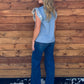 Blue Floral Embroidered Top