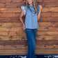 Blue Floral Embroidered Top
