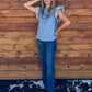 Blue Floral Embroidered Top