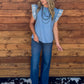 Blue Floral Embroidered Top