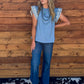 Blue Floral Embroidered Top
