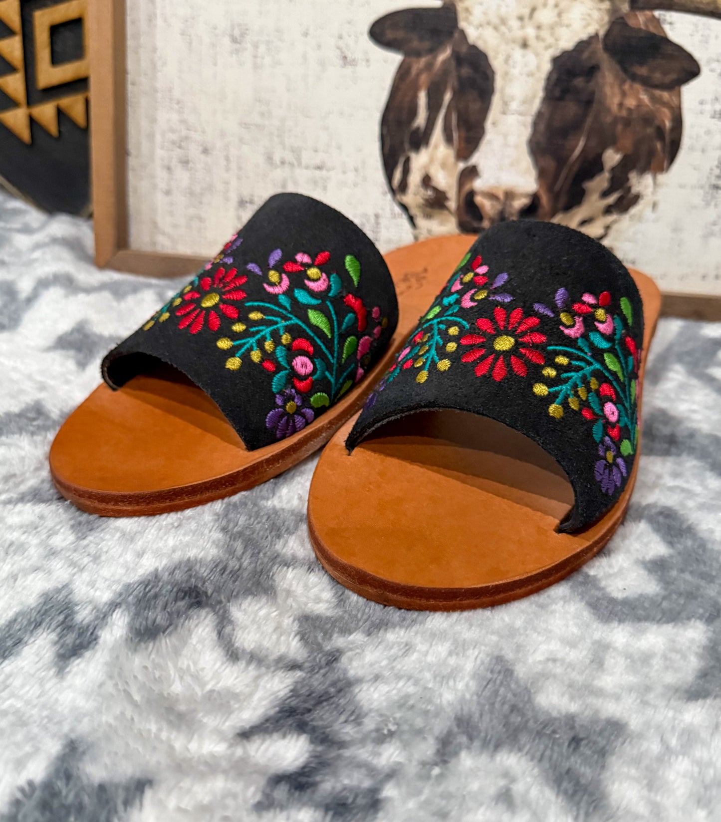 Floral Suede Sandal
