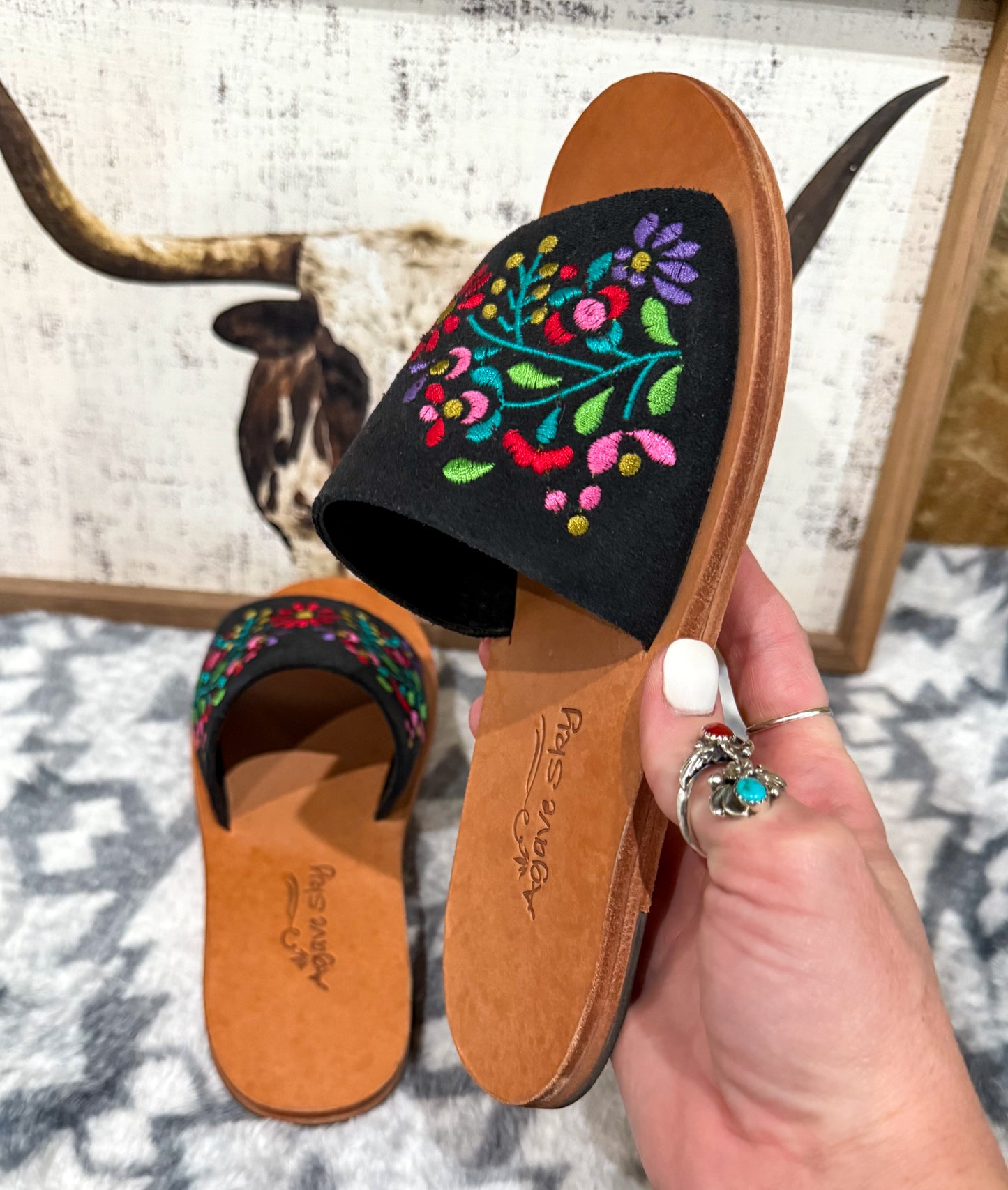 Floral Suede Sandal