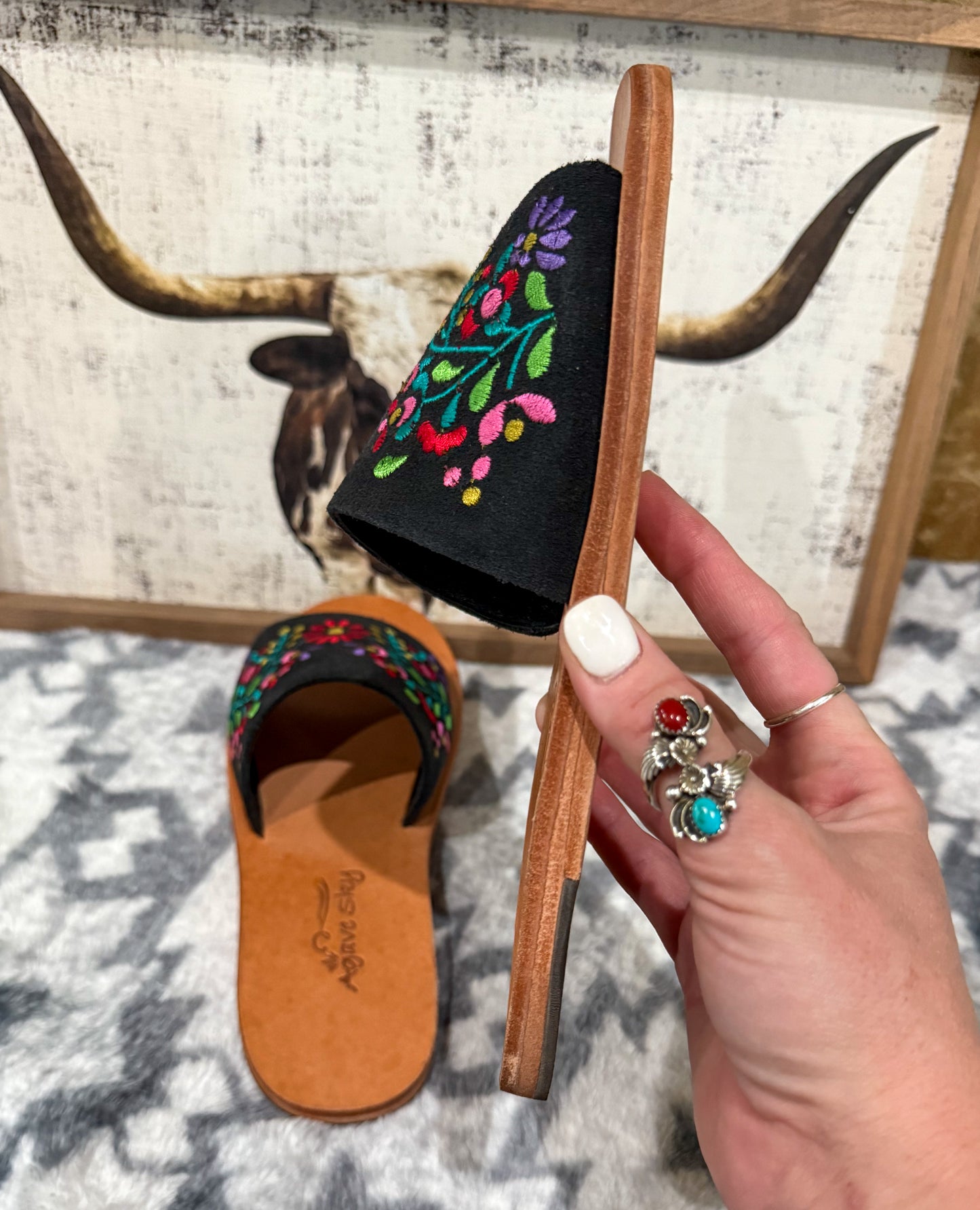 Floral Suede Sandal