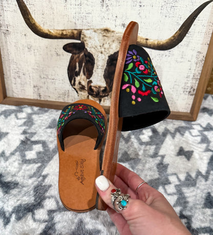 Floral Suede Sandal