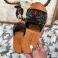 Floral Suede Sandal