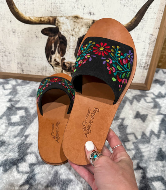 Floral Suede Sandal