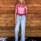Floral Lace Mesh Top *Hot Pink