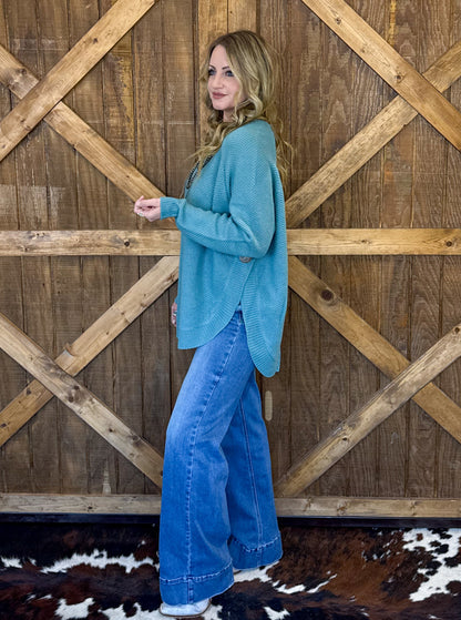 The Hadley Sweater *Aqua