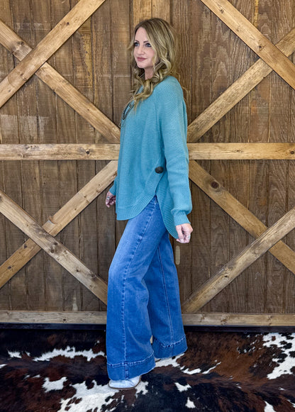 The Hadley Sweater *Aqua