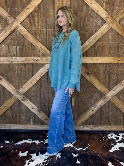 The Hadley Sweater *Aqua