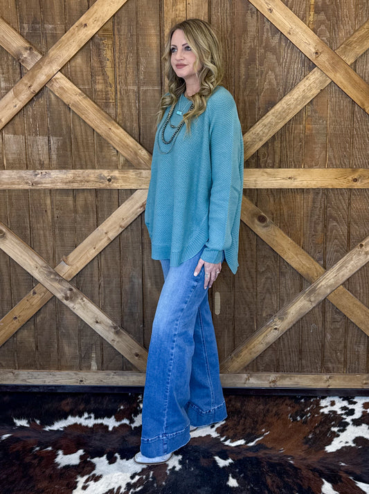 The Hadley Sweater *Aqua