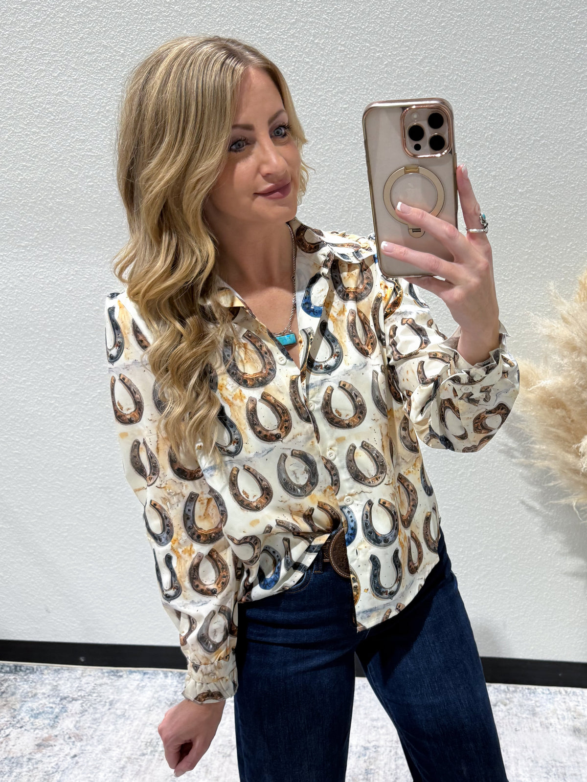 Rustic Horseshoes Button-Up