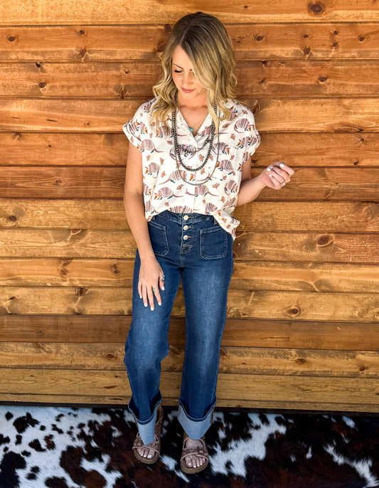 Armadillo Button-Up Top