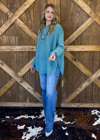 The Hadley Sweater *Aqua