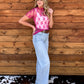 Floral Lace Mesh Top *Hot Pink