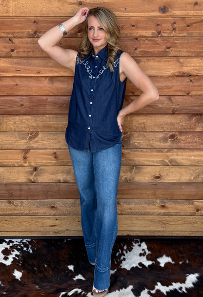 Dallas Days Top *Dark Wash