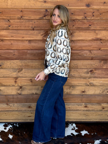 Rustic Horseshoes Button-Up