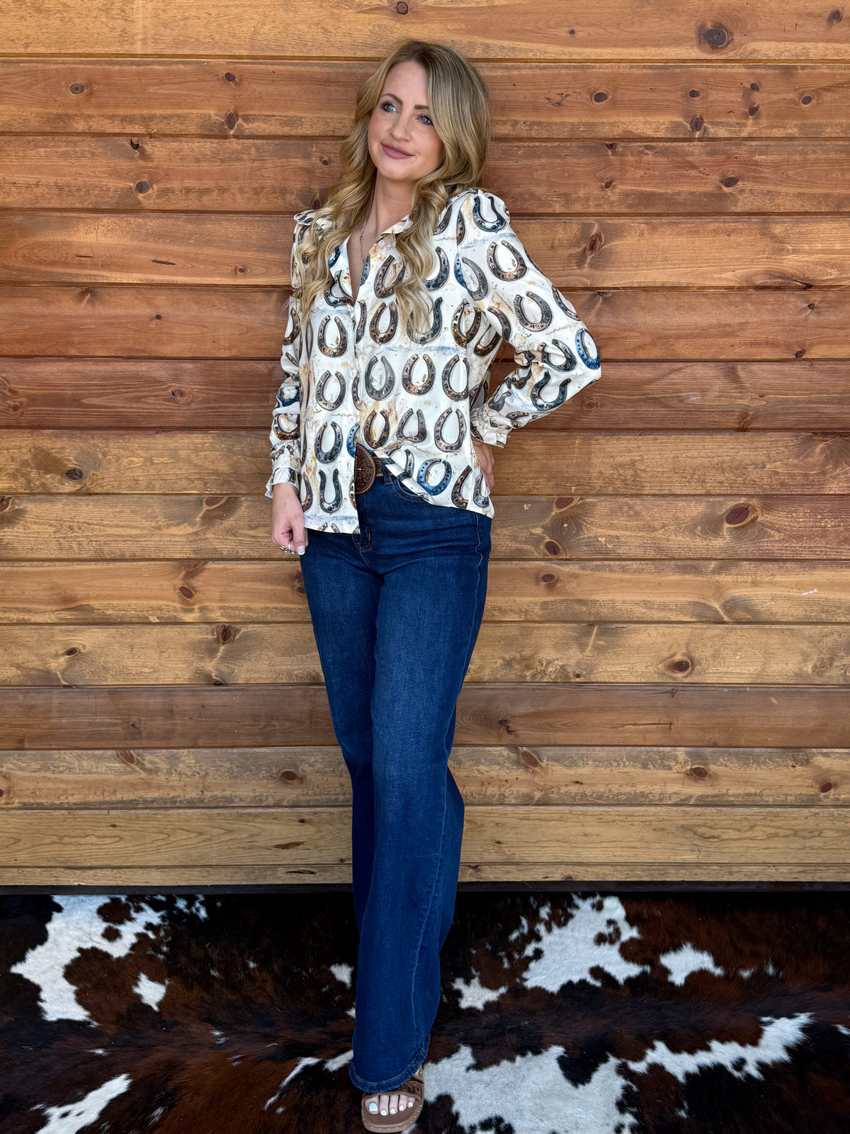 Rustic Horseshoes Button-Up